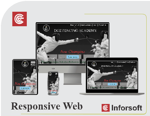 In the picture, we have four different IT devices that are professional-responding websites that are designed and made by Inforsoft Corporation.